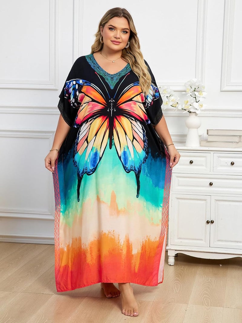 IMAGEKOPE Kaftan Dresses for Women Plus Size Bathing Suit Cover up Caftan Maxi Beach Dresses - Image 5